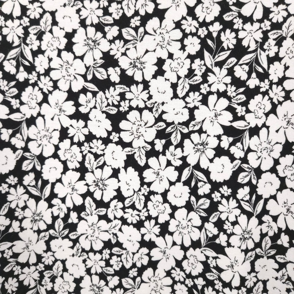 J. Jill Shift Dress Women XL Petite Black White Floral Puff Sleeve Knit - Picture 9 of 9